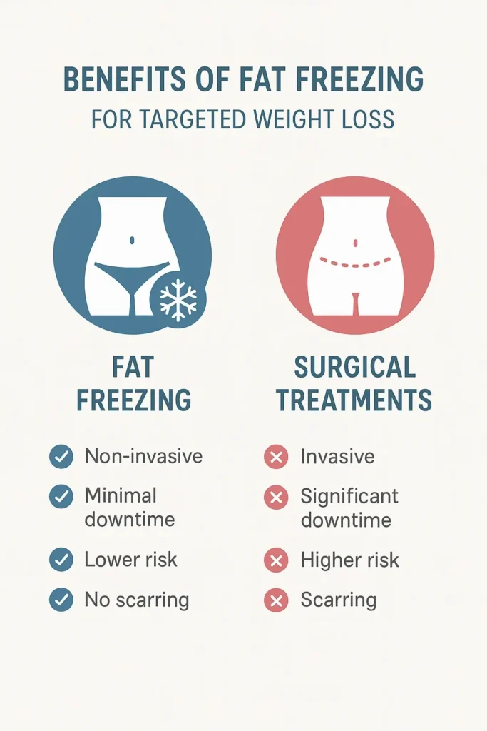 graphic showing the benefits of fat freezing Woodham Ferrers