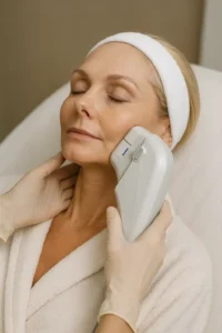 Woman receiving HIFU non surgical facelift treatment Woodham Ferrers