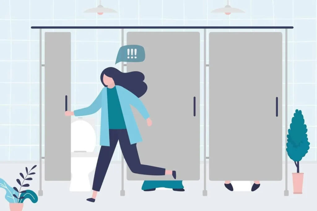 graphic of Urine incontinence Woodham Ferrers woman running to the toilet.